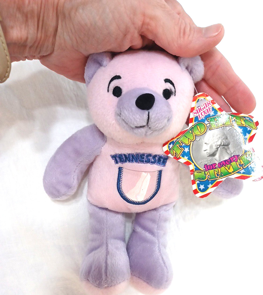 Sugar Loaf Two Bits Tennessee 16th USA Flag Pink Purple Plush Bear 8 1/2"